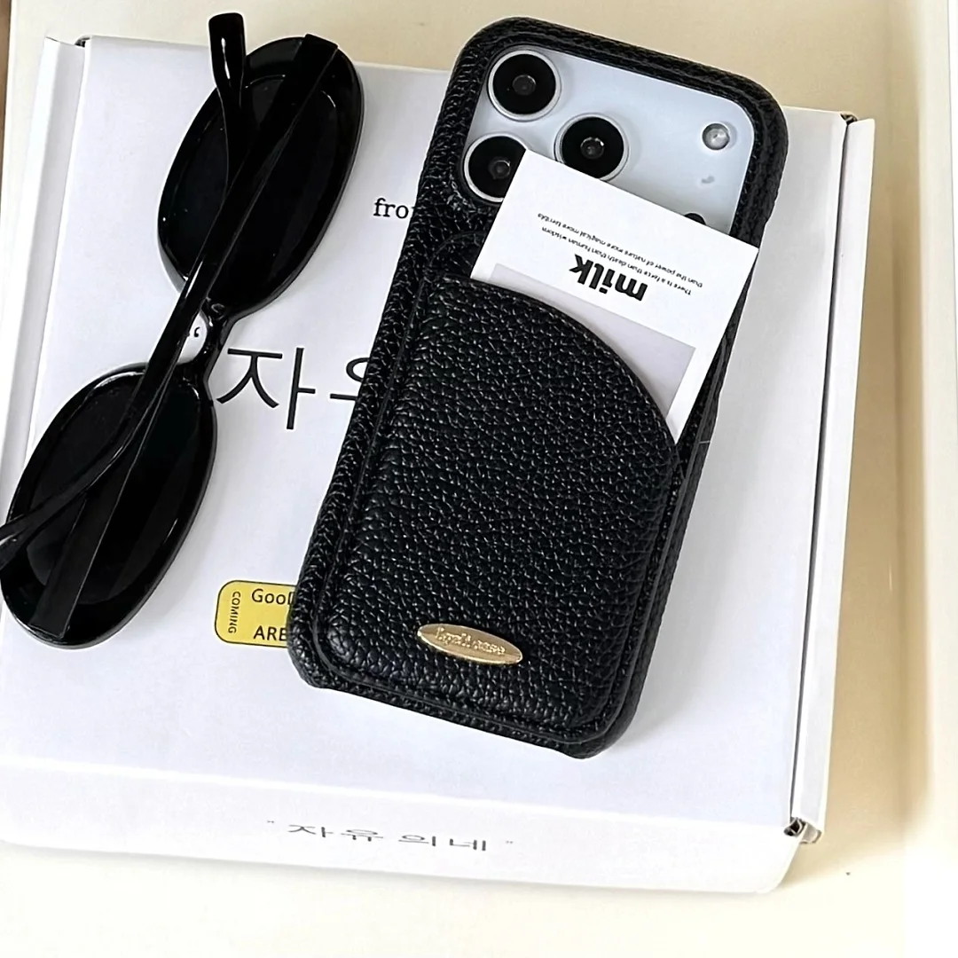 Luxury Elegant Leather Card Slot Wallet Case with Card Holder and Shell Phone Cover