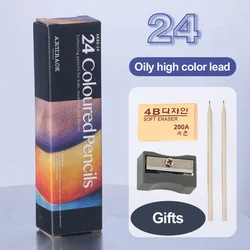 Vibrant Color Pencil Art Set with Sharpener and Eraser - Ideal for School and Office Supplies (24 colors)