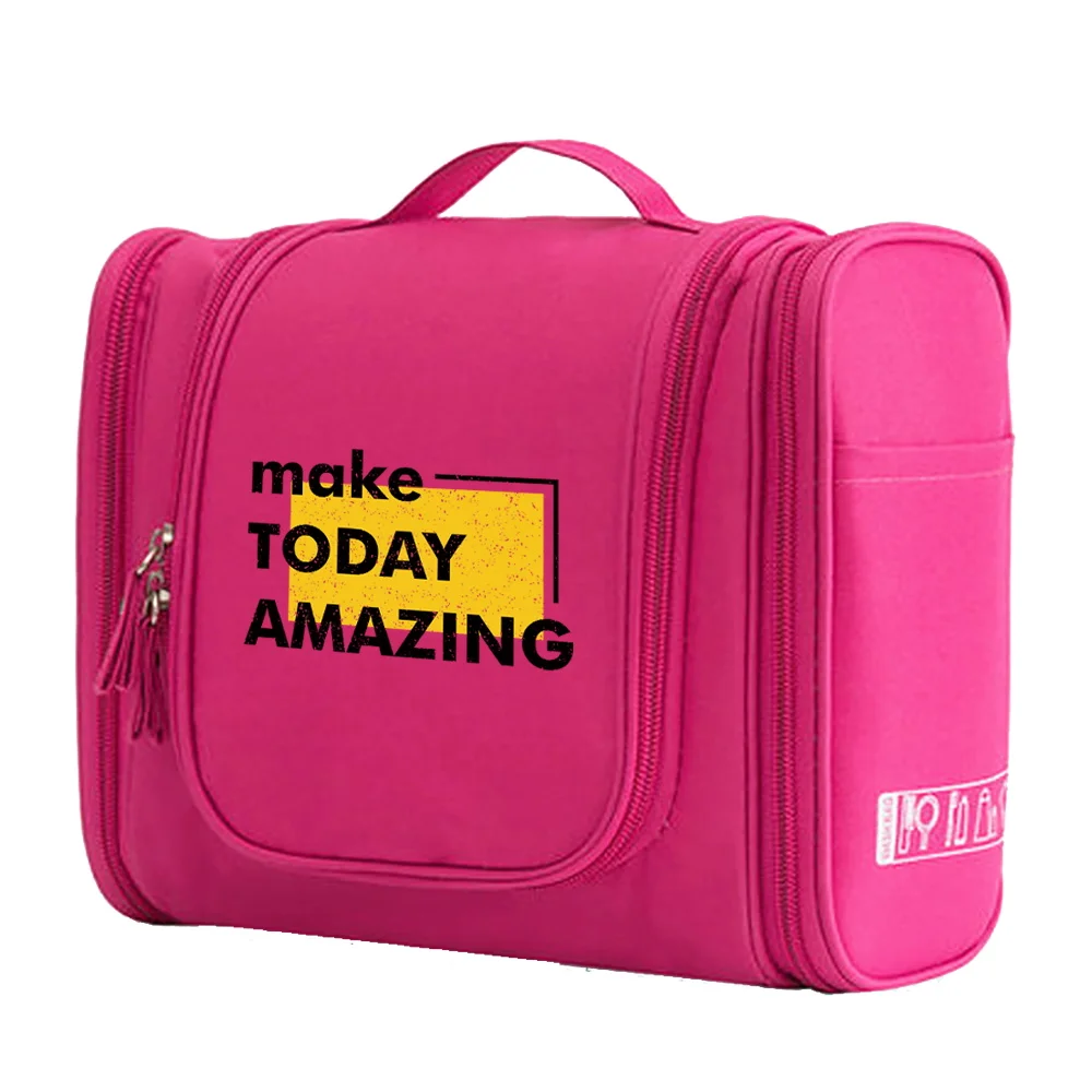 Make Up Case MakeUp Wash Bag Storage Bags Women Toiletry Pouch Cosmetic Word Print Handbag Travel Toiletries Accessory Organizer