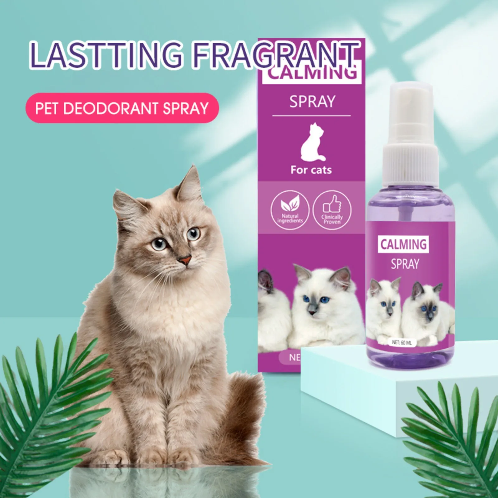 60ml Pheromone Cat Emotional Soothing Spray Cat Pheromone Feliway Anti-Stress Spray Perros Accesorios Fuente De Agua Para Gato 4