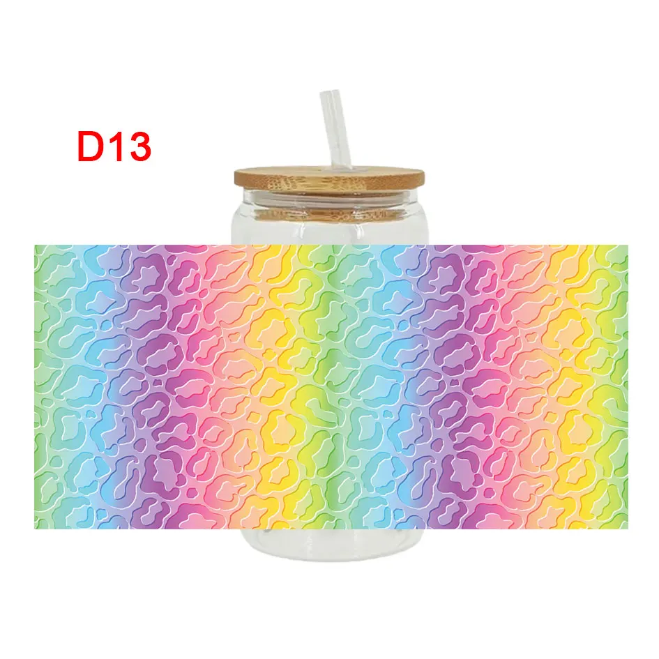 UV DTF Transfers Stickers, 16oz, Cup Wraps, Leopard Printed, DIY Glass, Ceramic, Metal, Leather, Etc D12
