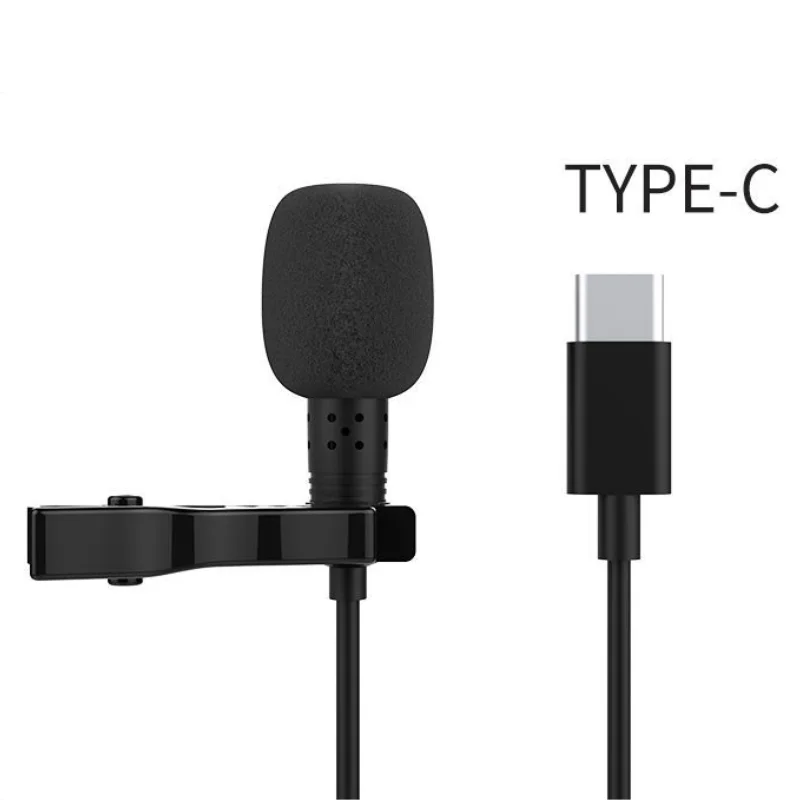 Mini microfono lavalier portatile da 1,5 m a condensatore clip-on microfono da bavero cablato USB 3,5 mm tipo C per telefono per PC portatile