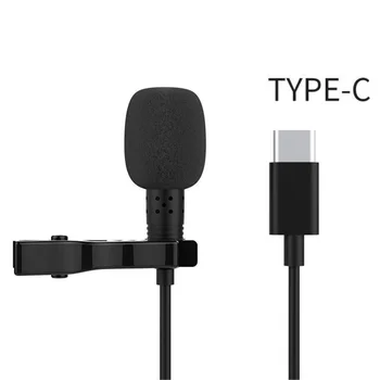 Mini microfono lavalier portatile da 1,5 m a condensatore clip-on microfono da bavero cablato USB 3,5 mm tipo C per telefono per PC portatile