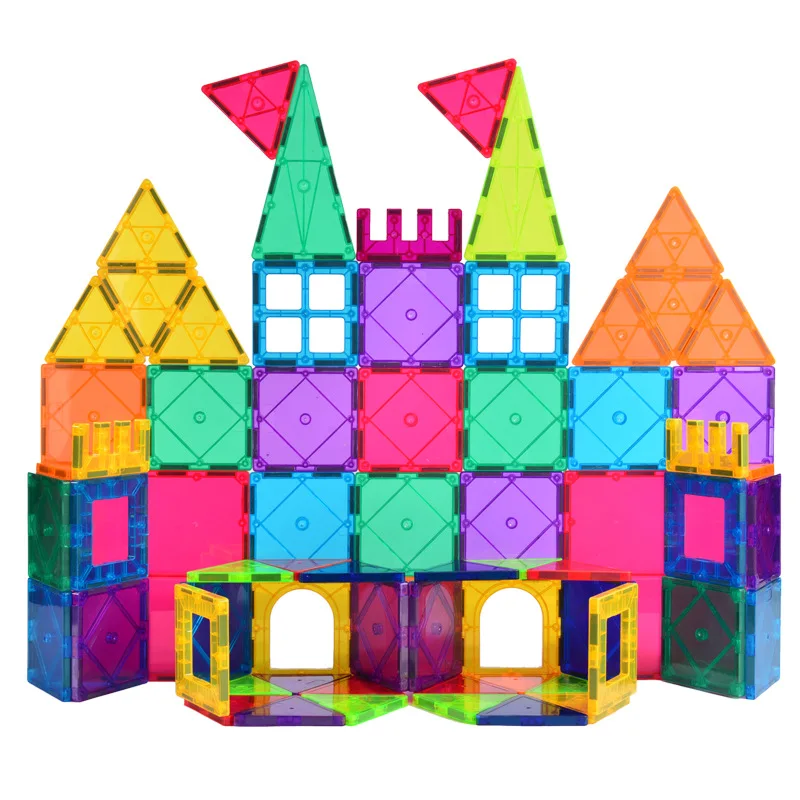 60 adet 3D manyetik bloklar renkli şeffaf manyetik fayans mıknatıs inşaat  yapı taşları çocuk eğitici oyuncaklar çocuklar için - AliExpress