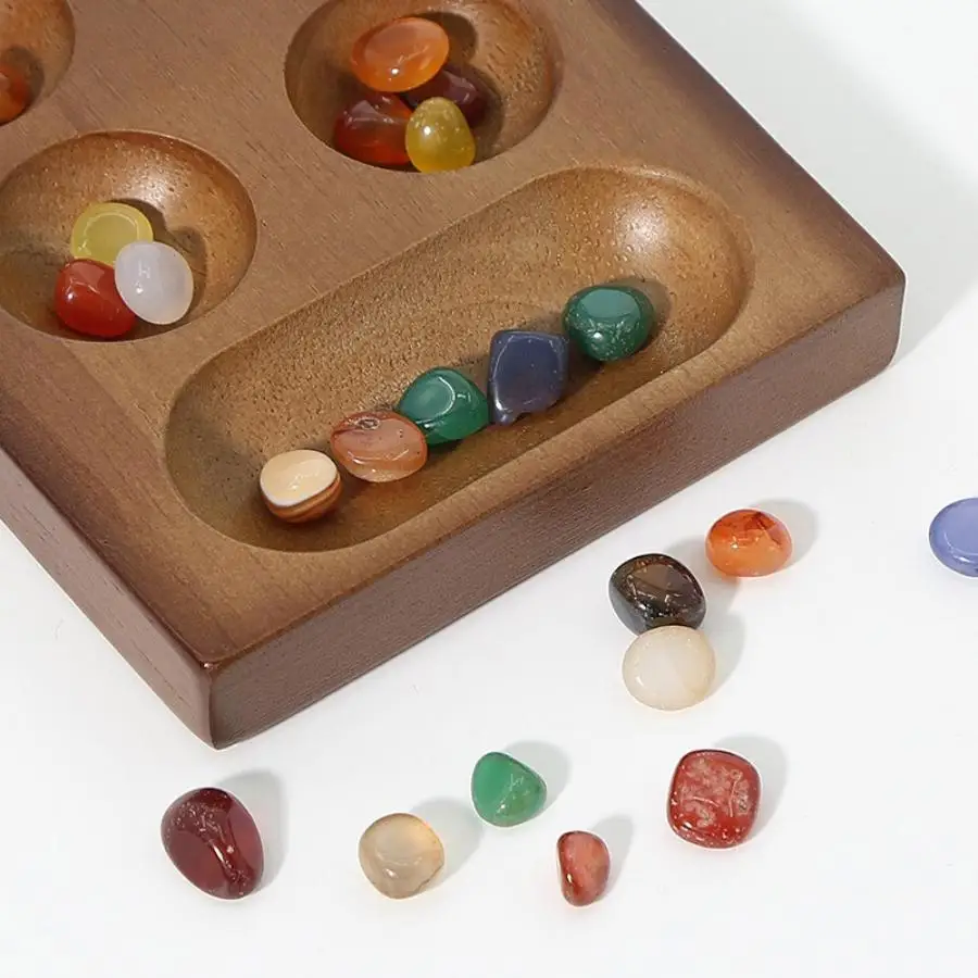 Mancala Game African Gem Chess Barn game with  Glass Stones Household Interactive Toys for Parents and Kids 3