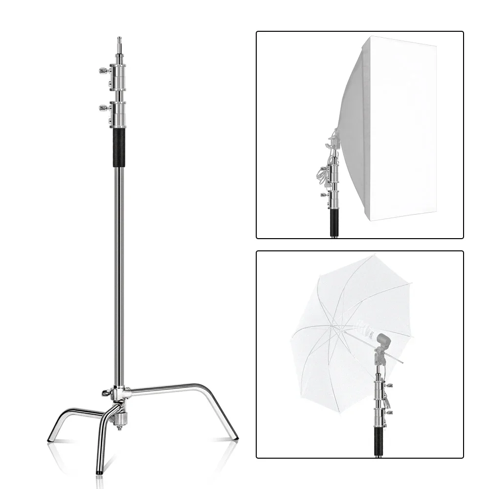 SH 2.6/3.3M Professional Studio Magic Leg With Sandbags Heavy Duty Stainless Steel C Stand Portable Video Lighting Equipment