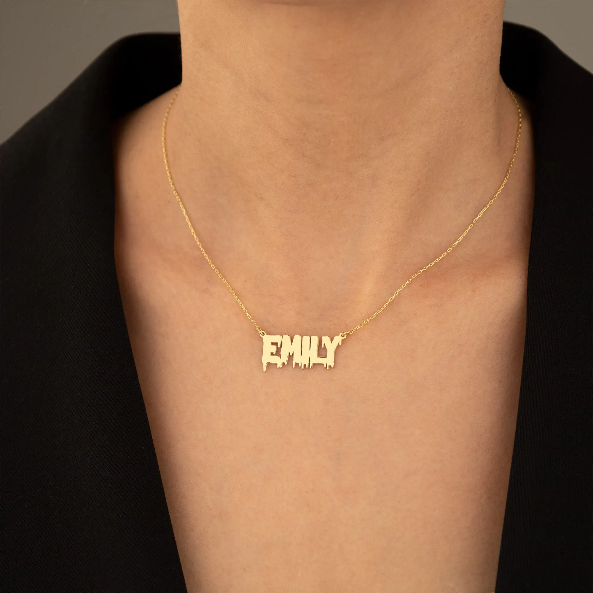 Personalized Melted Font Name Necklace Halloween Custom Name Pendant Monster Necklace Holiday Gifts for Friends