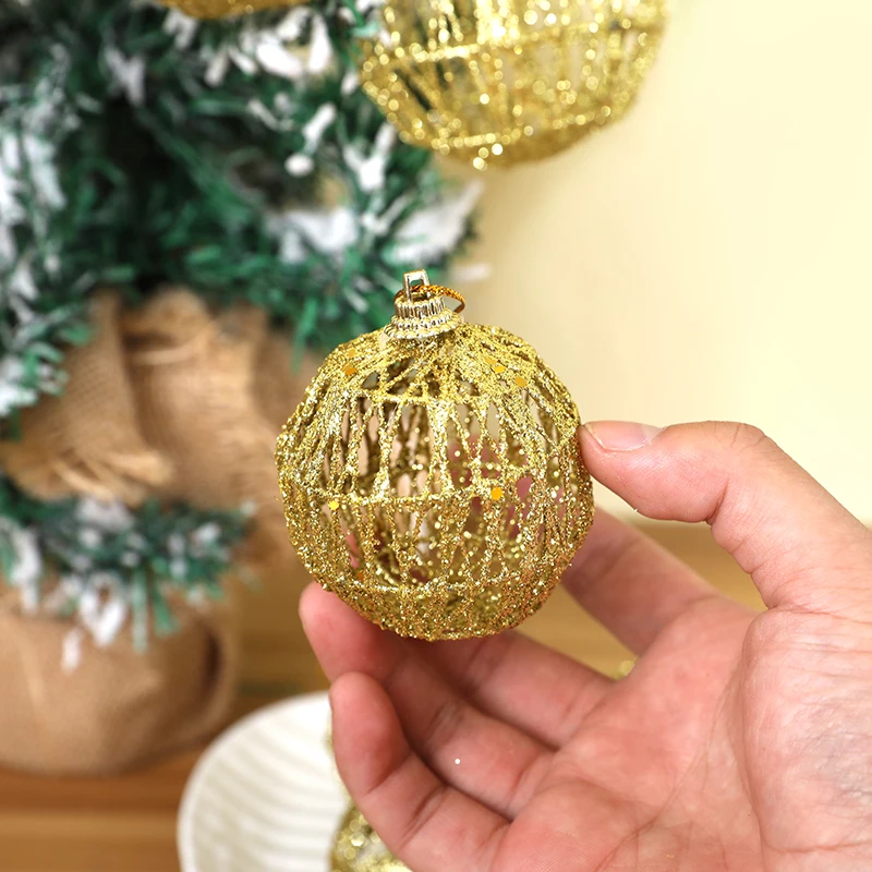 5-8 cm Weihnachten Weihnachtsbaum Gold Ball Baubles Hängen Party Ornament Dekoration Navidad Gold Staub Weihnachten Ball mit Skalen – Detail 10