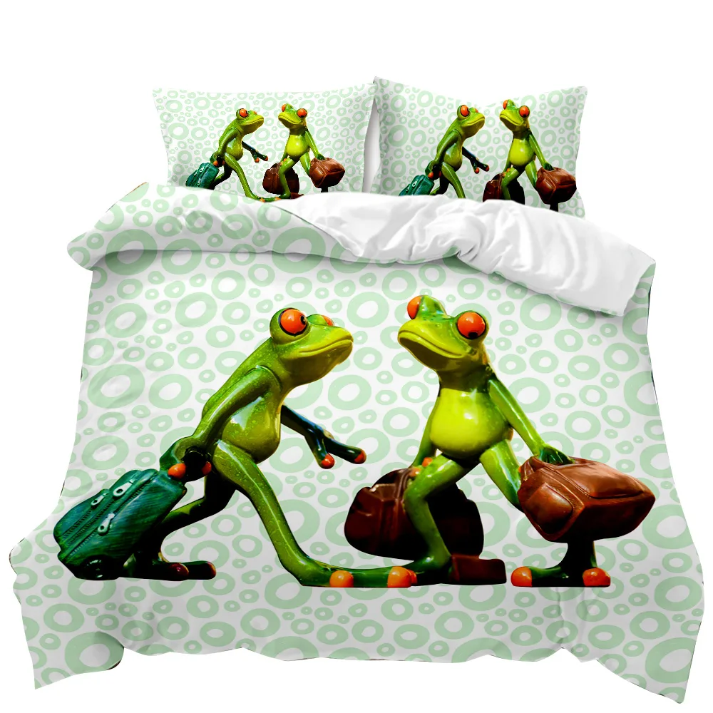 

Frog Duvet Cover Set Reptile Wildlife Animal Comforter Cover for Teens Adults Twin Double Queen King Size Polyester Qulit Cover