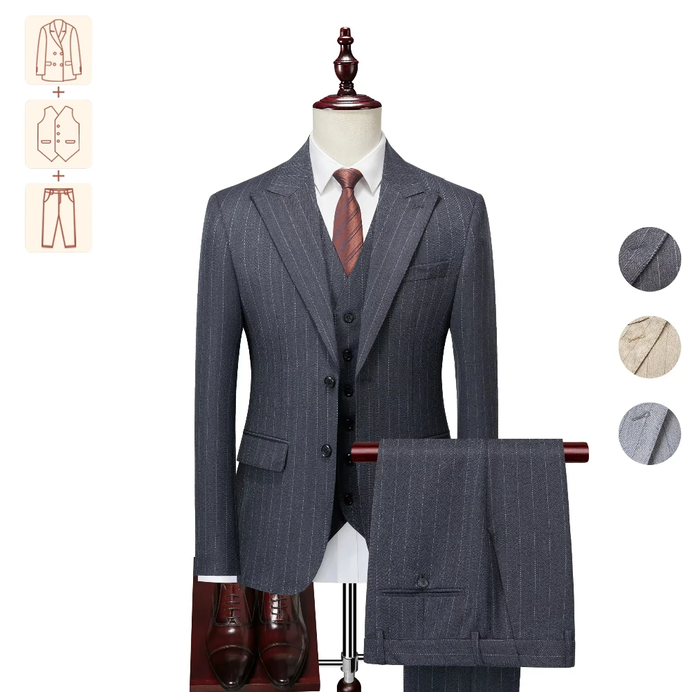 Muscular Groom Suits US Sizes 3D Tailored Italian TR for Broad Shoulders Wedding & Business Set with Adjustable Trousers