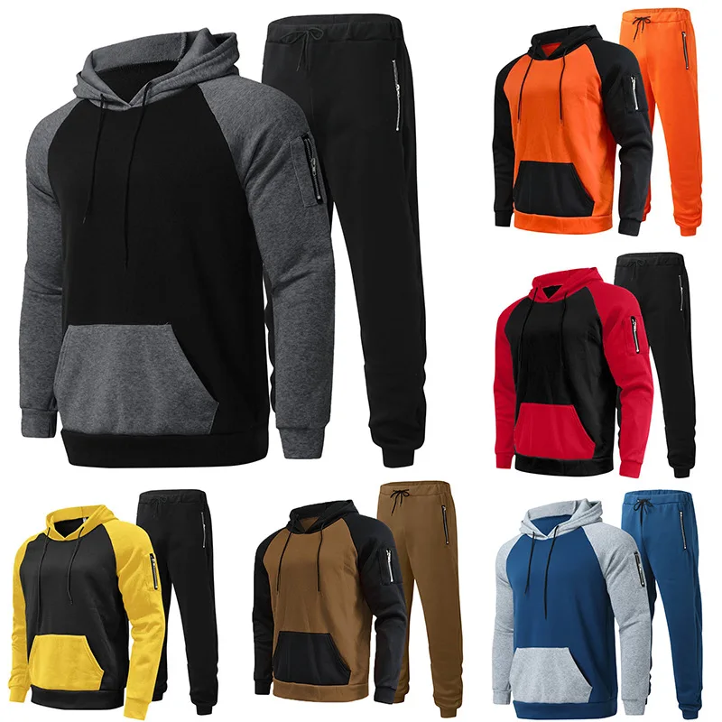 

New for Fall Winter 2023 Zippered Sweatshirt and Sweatpants 2 Pieces Set Athleisure Men's Tracksuits Hoodies Sports Man Clothes