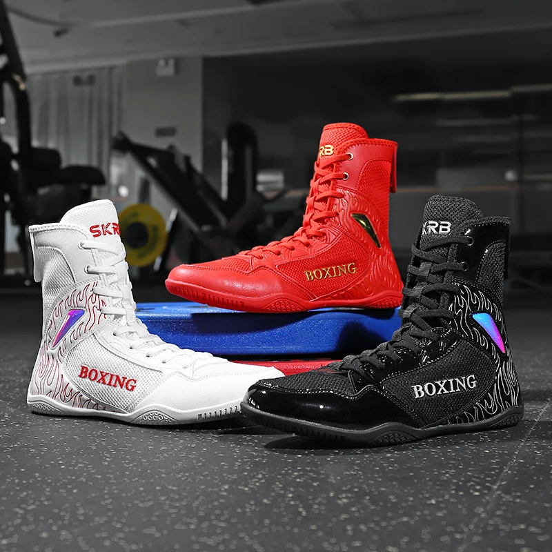 Durable high top boxing and fighting shoes for Kickboxing Muay Thai Ideal for indoor training and professional competitions