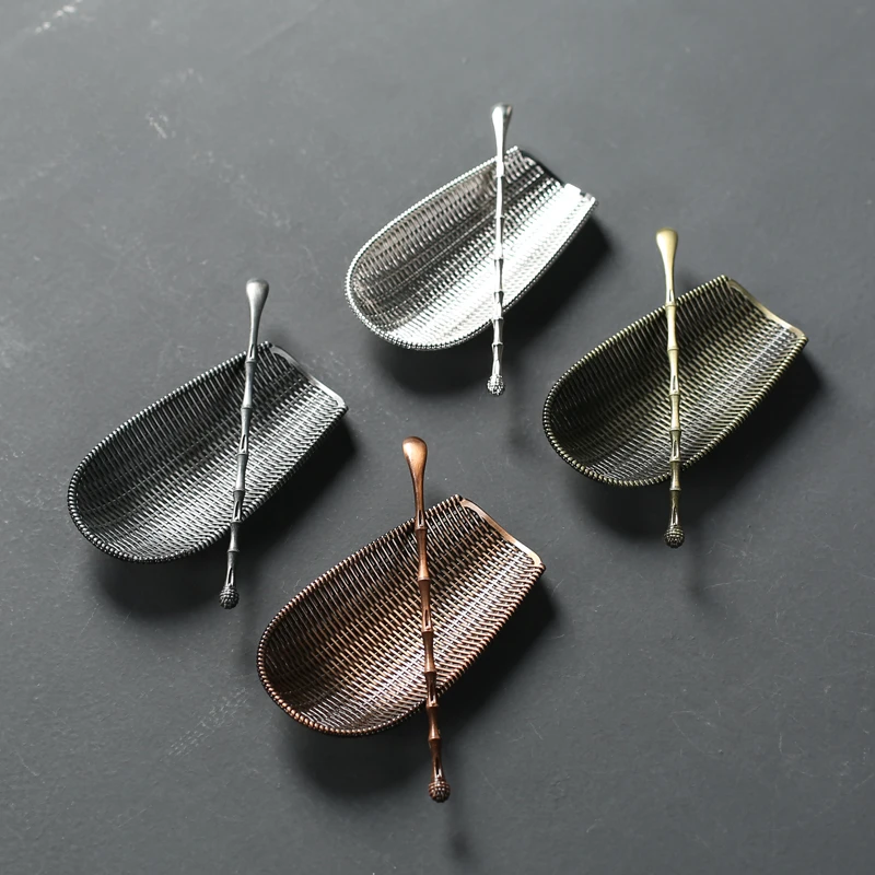 

Wanhan alloy Chaze two-piece home Zen weaving teaspoon Kung Fu tea set spare parts tea shovel combination