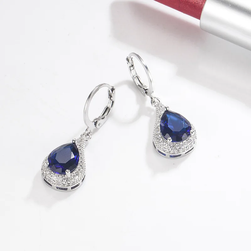 

Real Sapphire Jewelry Drop Earring Women 925 Sterling Silver Geometric SAPPHIRE Gemstone Aros Mujer Oreja Bizuteria Orecchini