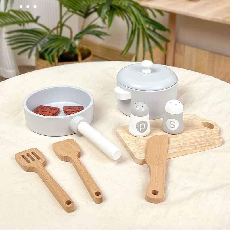 Wooden Kitchen Cooking Toy Set Playing Home Simulation Cooking