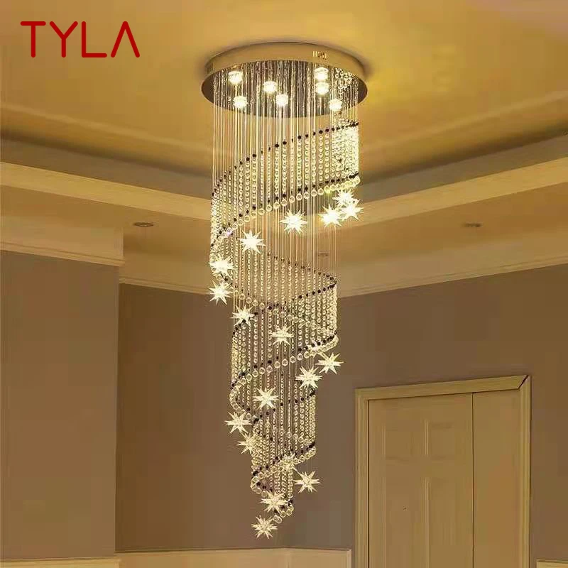 

TYLA Modern Luxury Crystal Pendant Hanging Lamp LED Vintage Creative Villa Chandelier for Home Living Room Staircase