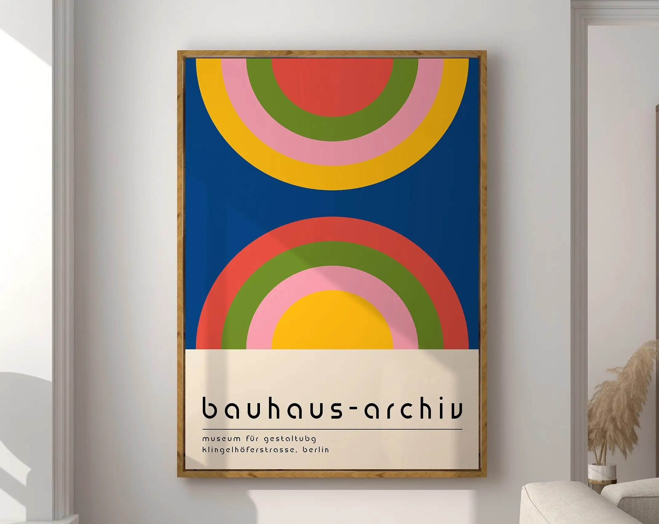 Modernist Bauhaus Geometric Canvas Poster Retro Mid Century Home Decor Wall Art