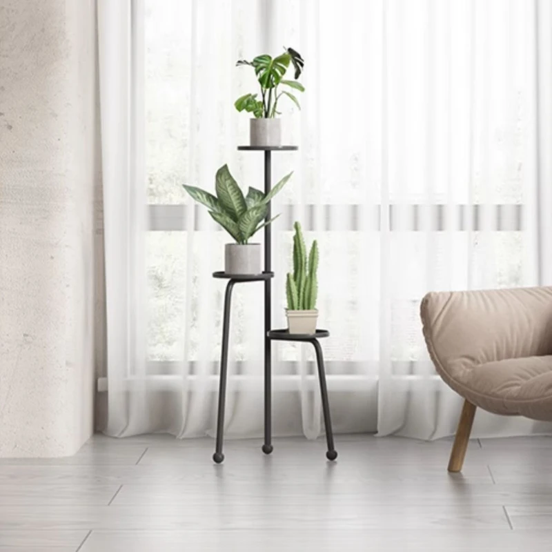 Nordic Iron Plant Holder Multi-Tier Flower Rack Waterproof Minimalist Pot Stand Durable Floor Storage Shelf for Balcony