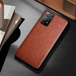 Luxury Vintage Leather Phone Cover - Premium Case for Note 11 Pro Plus 5G (Brown)