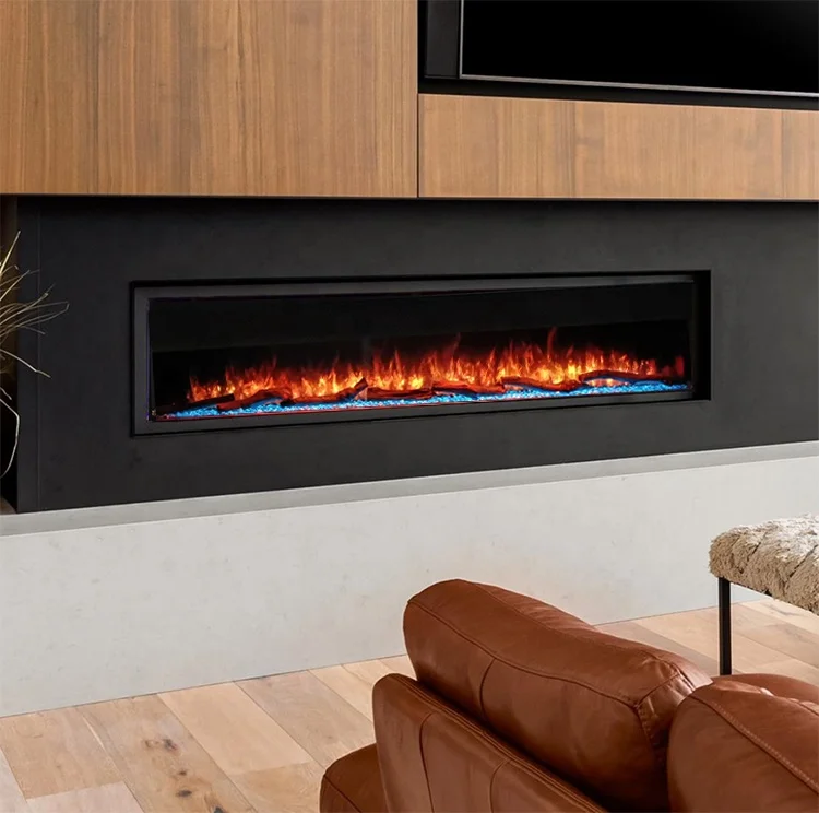 Description Picture 2 of itemNew Modern Built-in Electric Heater 120v 220v Fireplace 3D Wall LED Flame Heater Insert Electric 72 Inch Fireplace Linear