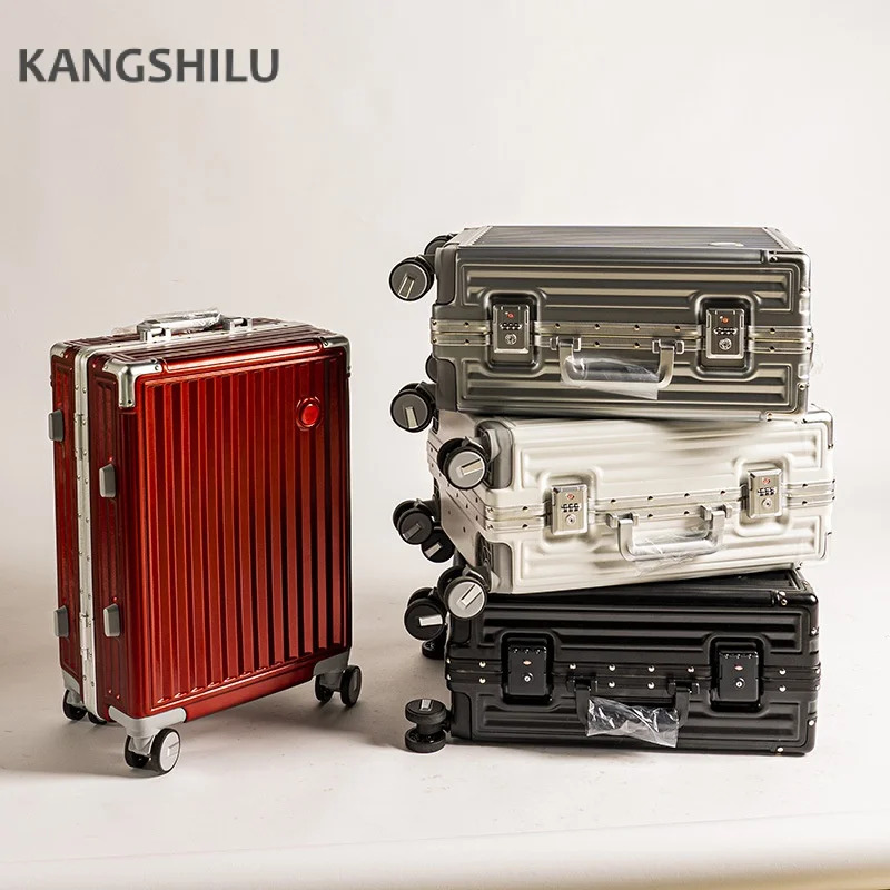 цена 24-Inch Aluminum Frame Luggage Multi-Function Trolley Case Boarding Mute Tsa Lock Luggage Case