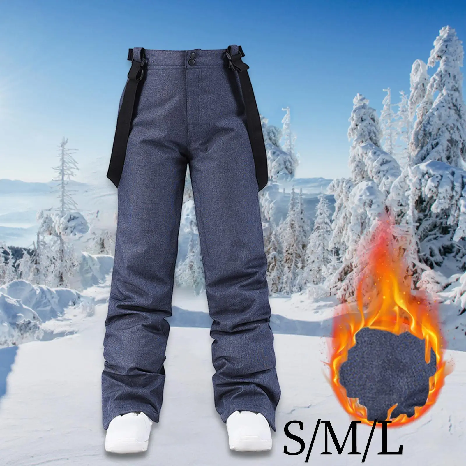 Ski Pants Warm Windproof Insulated Waterproof Breathable Outdoor Thick Unisex Skiing Cargo Pants Ski Bibs Overalls Snow Pants