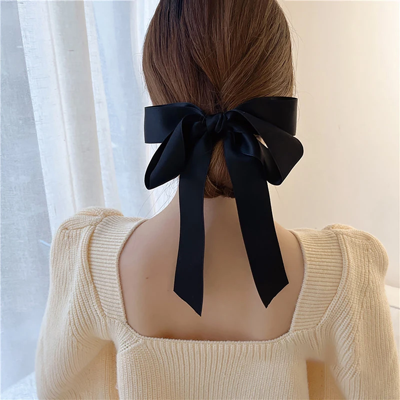 Vintage Red Big Velvet Bow Hair Clip For Women Girl Long Ribbon Hairclip  Black Large Barrette Korean Top Hairpin Hair Accessorie - AliExpress