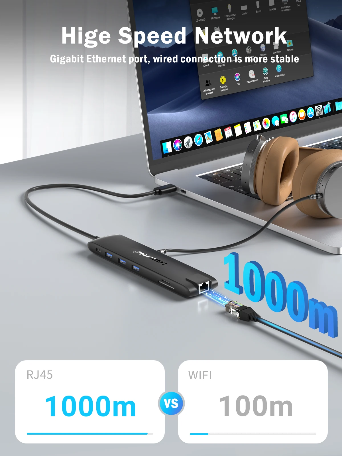 Lemorele TC96 USB Hub USB 3.1 Dock Station USBC to Dual HDMI 4K 10Gpbs Type-C Adapter VGA USBC 3.1Gigabit Ethernet for Mac Win 6