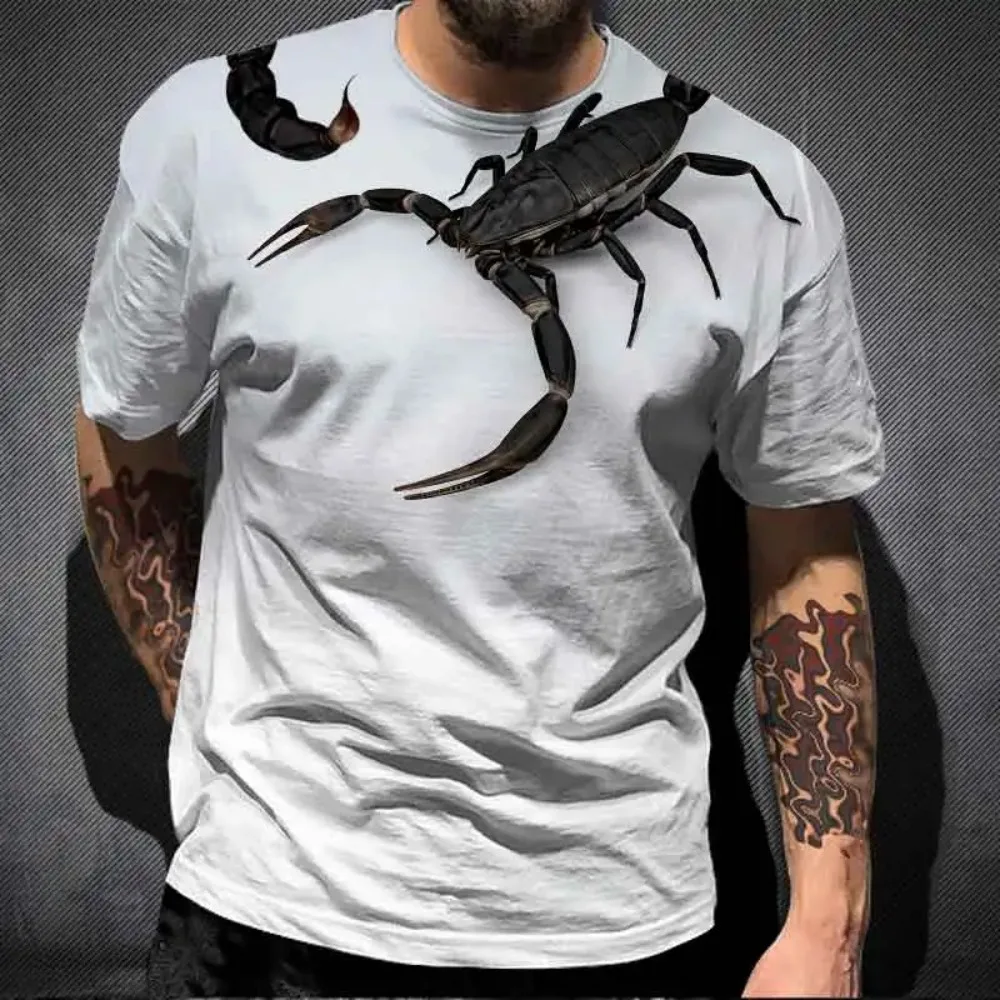 

New Fashion Scorpion 3D Print T Shirt Men Oversized T-shirts Casual Streetwear Hip-Hop Tops Tees Men's Short Sleeve Clothing