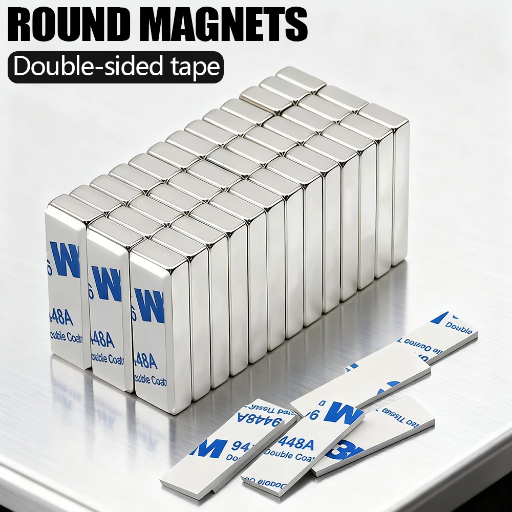 Block Superstarker Magnet Leistungsstarke Neodym-Magnete Mit Doppelseitigem Klebeband N35 NdFeB Permanenter Magnetischer Kühlschrankmagnet – Detail 1
