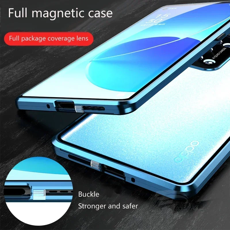 Enhanced Metal Magnetic Phone Case with Double-Sided Glass and Full Lens Protection