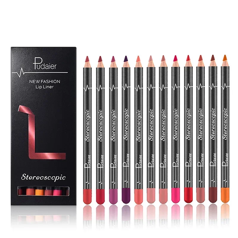 12 Pcs/Set Waterproof Lip Liner Pencil Nude Matte Lipliner Moisturizing Long Lasting Lipstick Liner Professional Makeup Pens 3