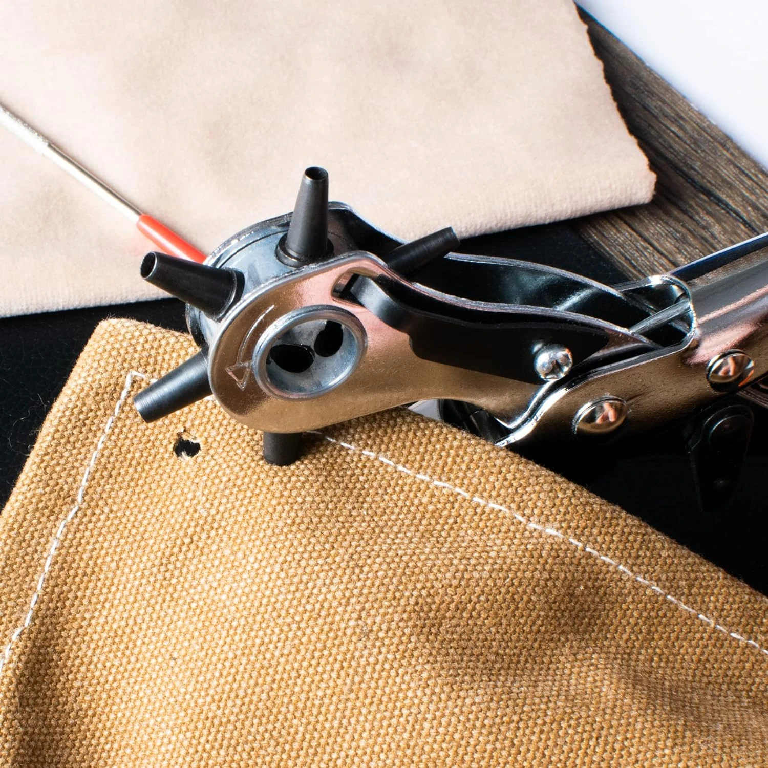 Must-Have High-Quality Durable Essential Silver Rotary Leather Hole Punch Tool for Leathercraft Belts-Versatile Precision Inst