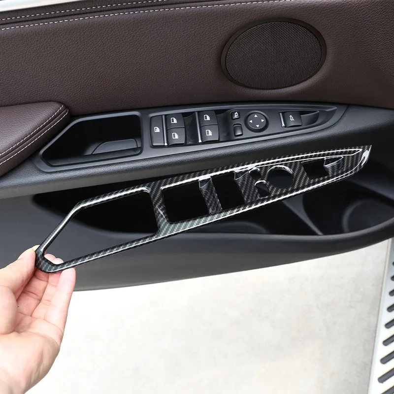 

Carbon Fiber Car Door Glass Lift Button Panel Frame Decoration For BMW X5 X6 F15 F16 2014-2018 Accessories For LHD