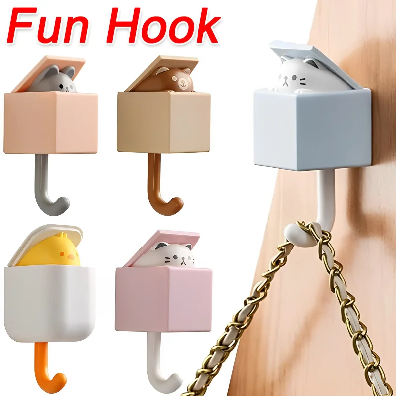 

Creative Cat Hook Self Adhesive Dormitory Bedroom Door Hangers Hooks Cute Key Umbrella Towel Cap Coat Rack Wall Decoration