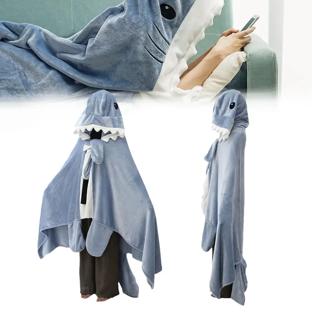 

Cartoon Shark Sleeping Bag Pajamas Office Nap Shark Blanket Karakal Soft Cozy Fabric Mermaid Shawl Blanket for Children Adu Z9N9