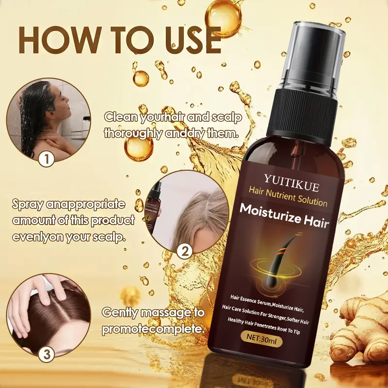 YUITIKUE hair care serum, nourishes hair, a solution for strong and soft hair, healthy hair penetrates from root to tip.