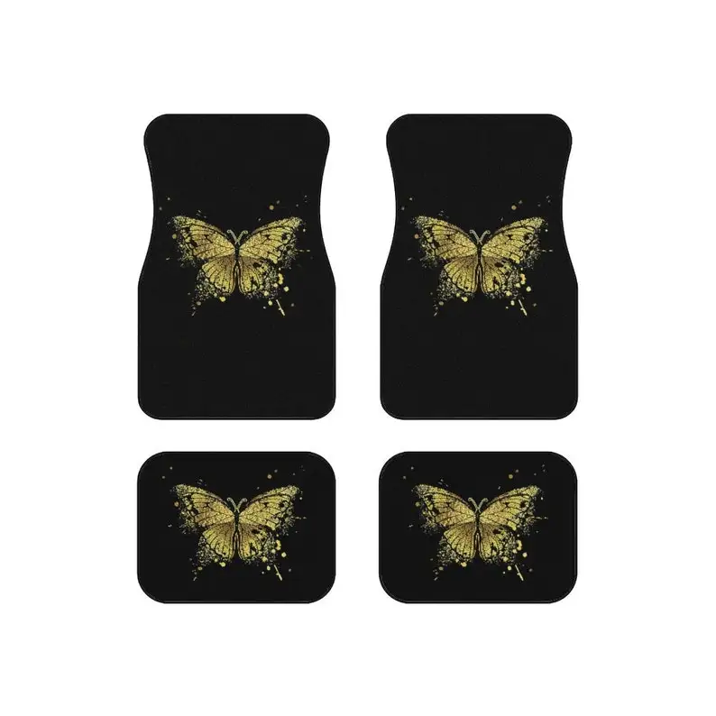 

Gold Butterfly Car Floor Mats, 4 piece set, Car mats, custom mat, car accessories, car gift, home gifts, gifts, car mat set, gif