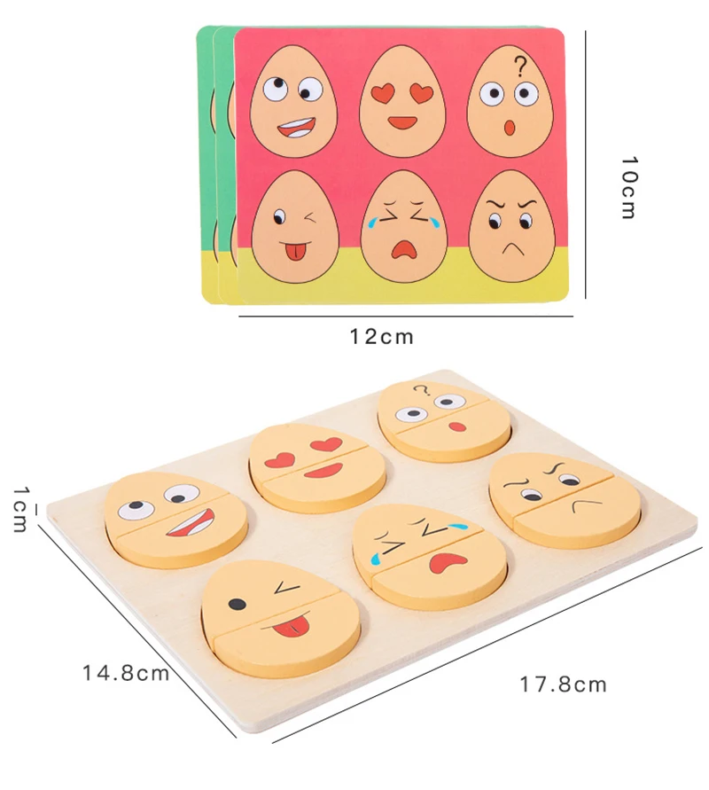 

Montessori Expression Wooden Blocks Puzzle Matching Parish Learning Games Toys For Children Kids Toys Gift