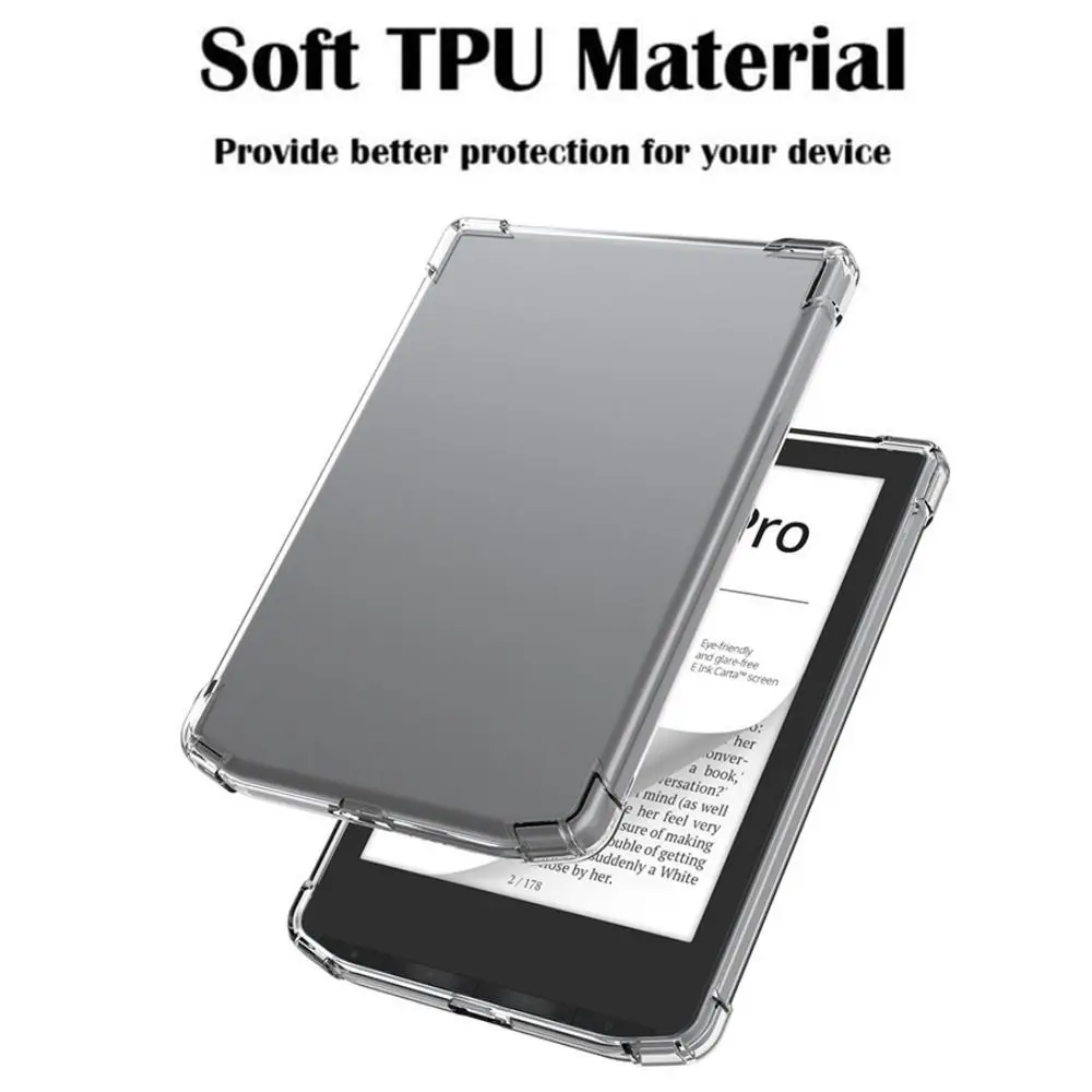 Transparent eReader Case Shockproof TPU Back Cover for PocketBook 616/617/618/628/632/633/629/634/700/InkPad 4//InkPad Color 2/3