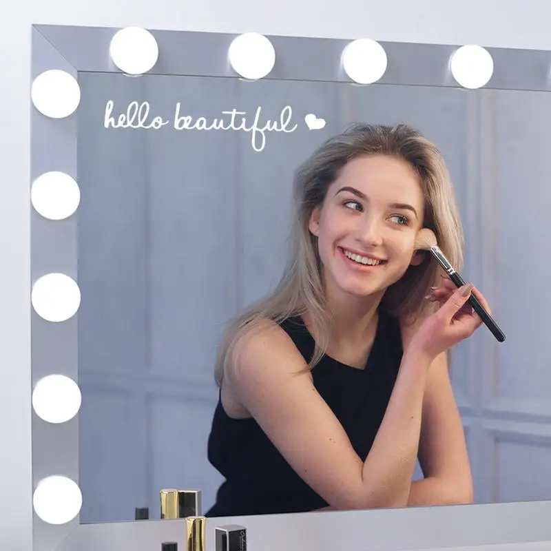Hello Beautiful Mirror Decal mirror wall sticker car trunk sticker Waterproof PVC Rearview Mirror Sticker