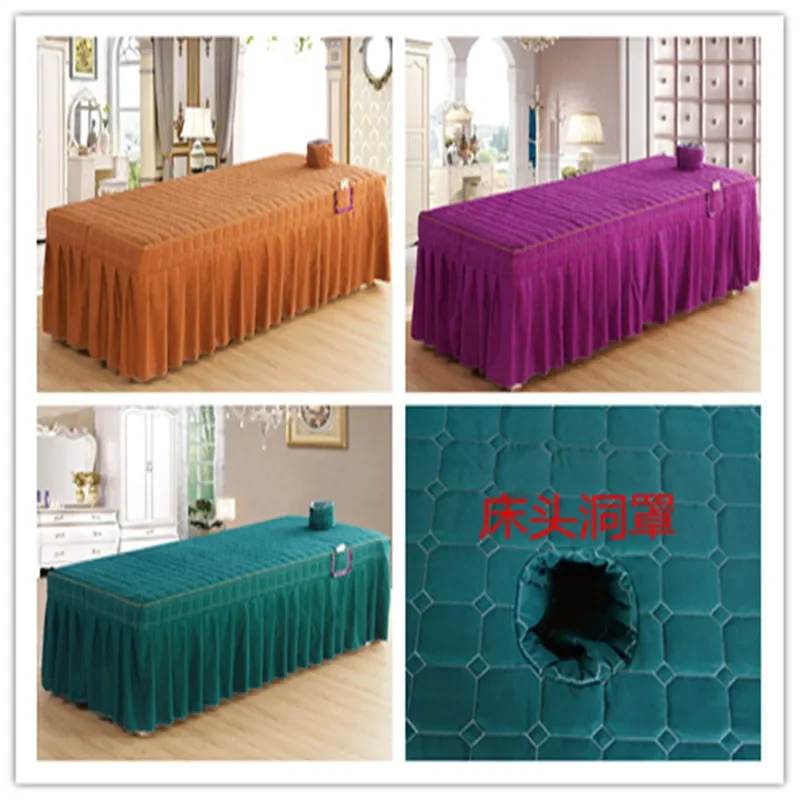 Description Picture 2 of itemBeauty Salon 2pcs Set Bed Sheet + Pillowcase SPA Skin-Friendly Massage Table Bed Cover Sheet Bedskirt with Hole Beauty Bedspread