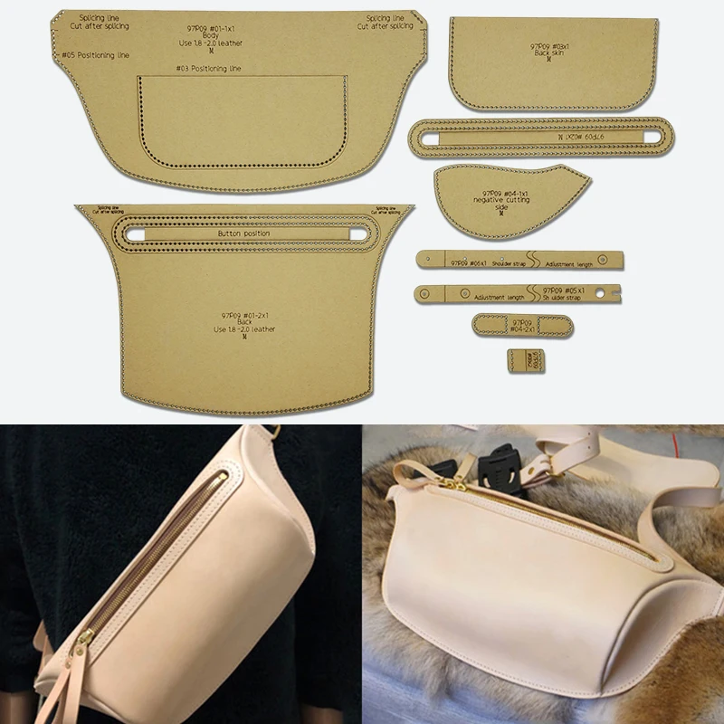 NUBECOM Handmade Leather Backpack Making Sewing Pattern Kraft Template DIY Chest Bag Crossbody Purse Making Kraft Stencil 9PCS