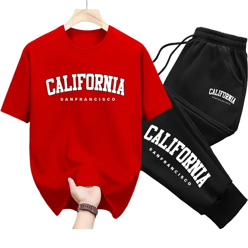 Cotton Tee and Sweatpants Set for Men