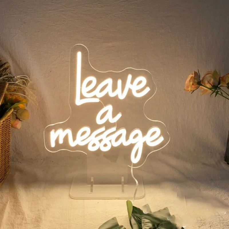 

Leave A Message Table Light Custom Wedding Audio Guestbook LED Neon Sign Decor Wedding Backdrop Decoration Personalized Gift