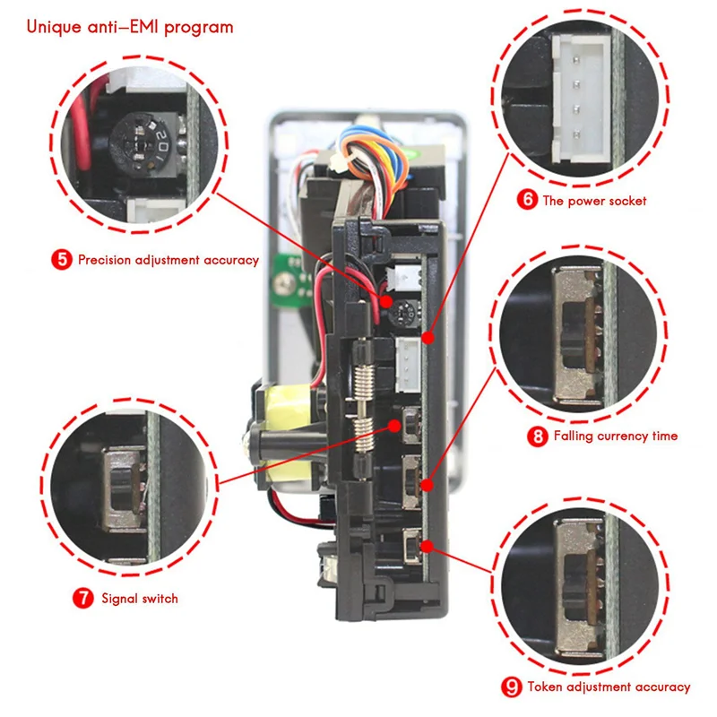 GROCE-10X 코인 액세서리 코인 푸셔 JY133A CPU 아케이드 코인 선택기 (자판기, 아케이드 게임, 티켓 교환용)