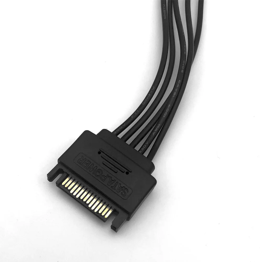 Fonte de Alimentação Cabo Splitter para Faça Você Mesmo Cabo de Disco Rígido 15pin Sata 4pin Macho para Feminino Extensão pc Server - Imagem 3