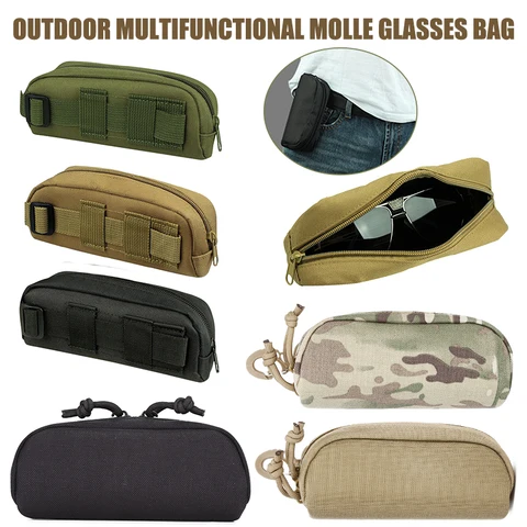 Étui à lunettes de soleil tactique pour l'extérieur, 1 pièce, pochette militaire Molle, boîte de rangement pour lunettes 6000D en Nylon dur, sac suspendu à la taille