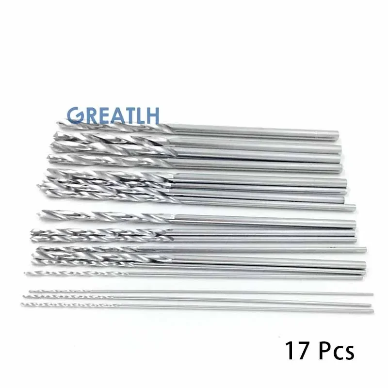 17pcs/set Stainless Steel Drill Bits Orthopedics Surgery Tool 0.8mm-4.8mm Autoclavable veterinary Pet 115mm Long