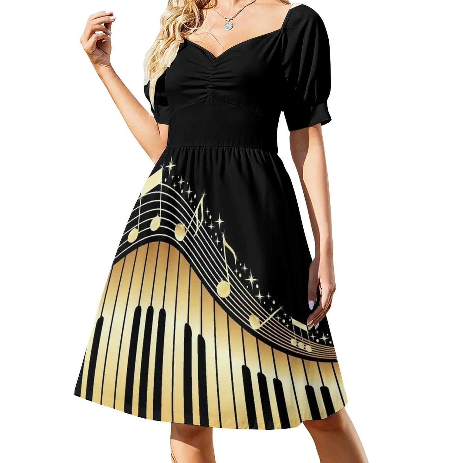

Gold Piano Keyboard Sleeveless Dress summer dress womens 2023 Long veiled dresses Women's summer dress long dress women